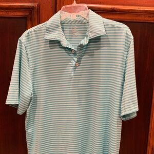 Southern Tide Aqua Striped Polo Shirt